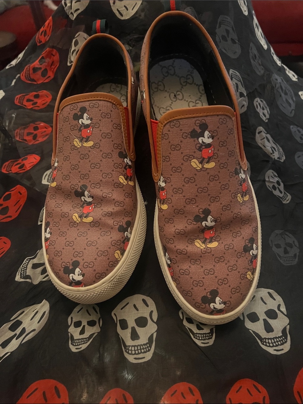Men’s Brown Mickey Mouse Slip-On Shoes